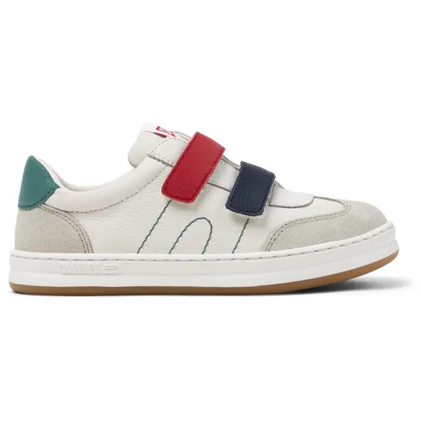 Sneakers in pelle multicolor con chiusura a strappo fondo in gomma