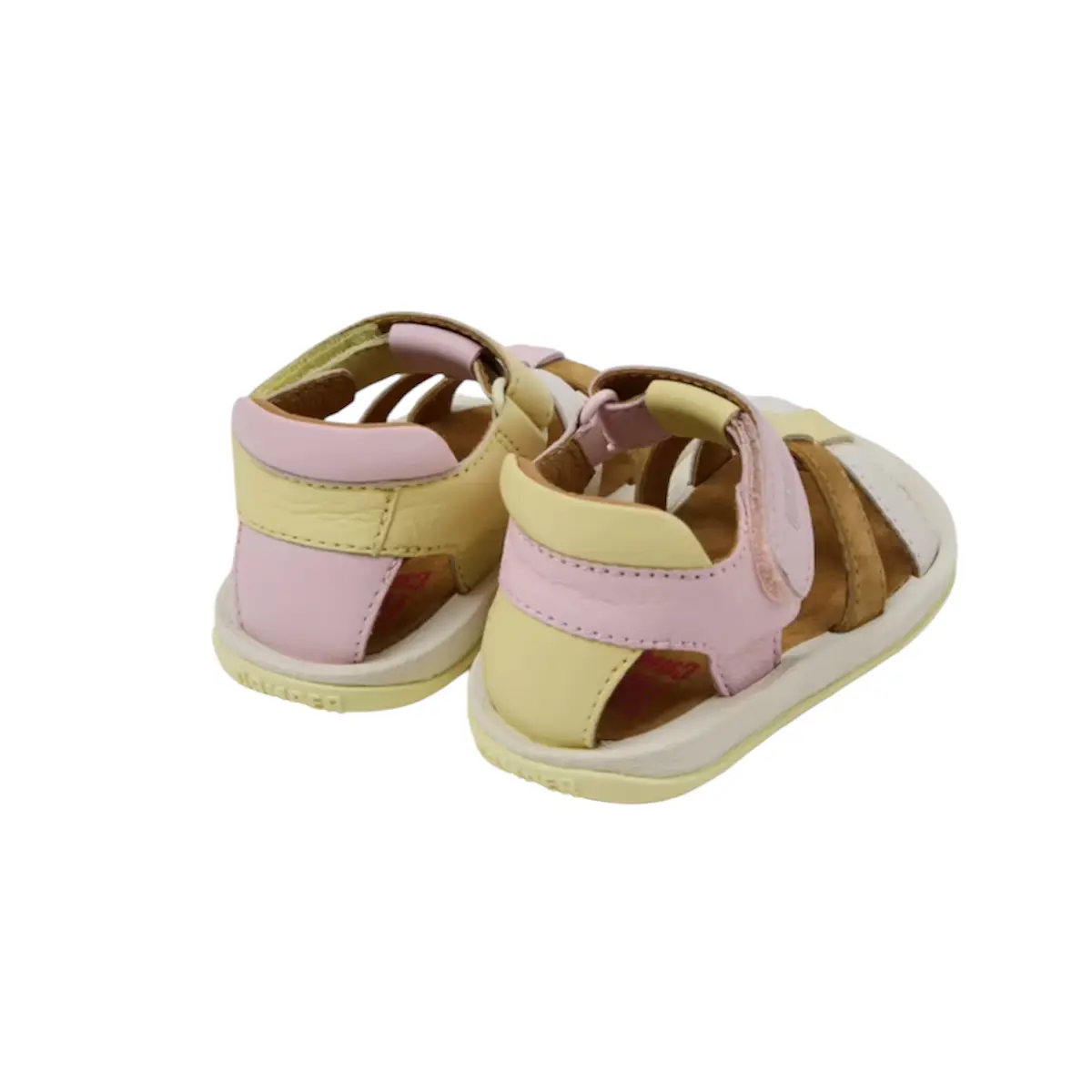 Sandalo in pelle multicolor con chiusura a strappo e fondo in gomma - immagine 2